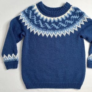 Vintage 80s 90s Handmade Blue Knit Sweater